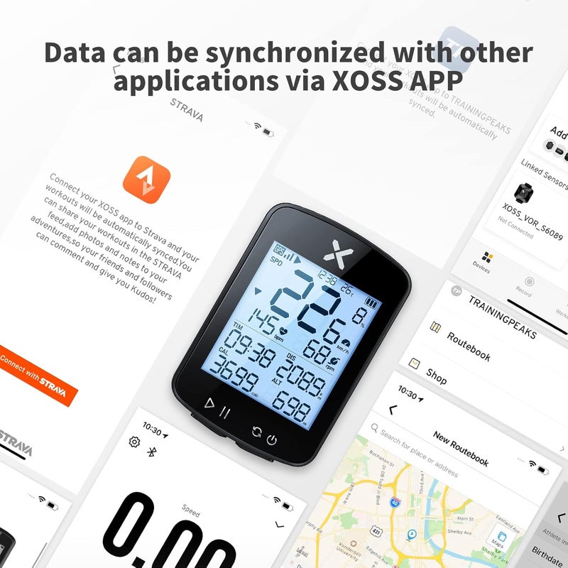 Xoss G+ Gen2 GPS Bike Computer with Mount, 2.2" Bluetooth Wireless Cycling Speedometer, Type-C Multifunctional ANT+ Bicycle Odometer with Auto Backlight and IPX7 Waterproof Bike Tracker (4 in 1) - Image 5